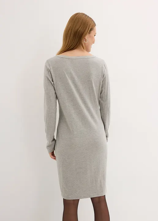 Bonprix Basic-Jerseykleid Mit V-Ausschnitt Im 2er Pack - Damen