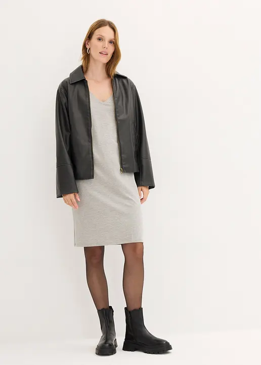 Bonprix Basic-Jerseykleid Mit V-Ausschnitt Im 2er Pack - Damen