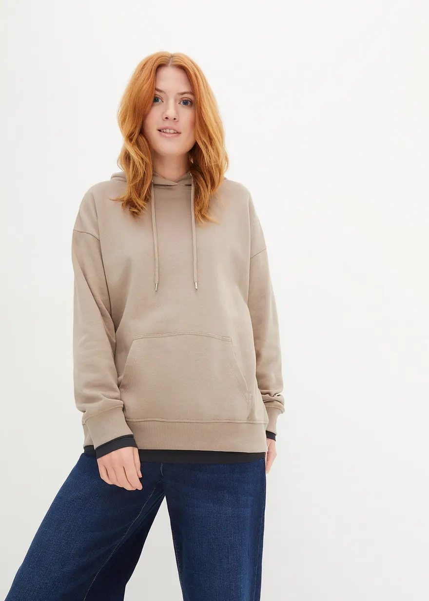 Bonprix Basic-Kapuzensweatshirt Im Oversized-Fit - Braun