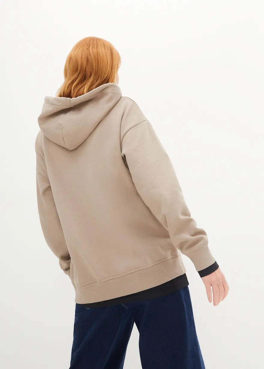 Bonprix Basic-Kapuzensweatshirt Im Oversized-Fit - Braun