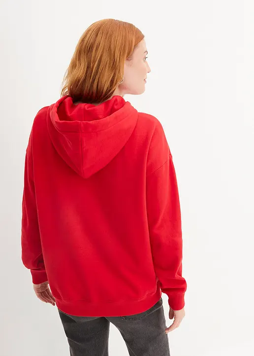 Bonprix Basic-Kapuzensweatshirt Im Oversized-Fit - Rot - Damen