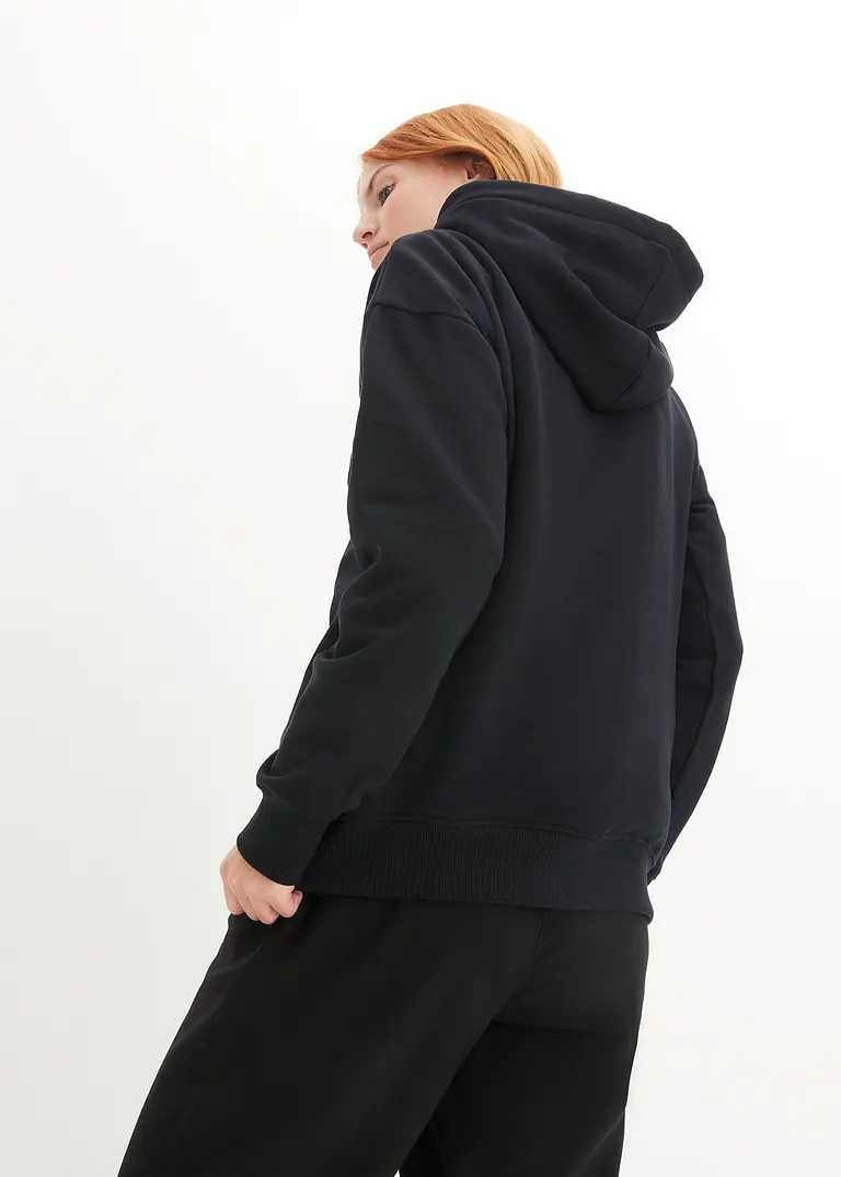 Bonprix Basic-Kapuzensweatshirt Im Oversized-Fit - Schwarz