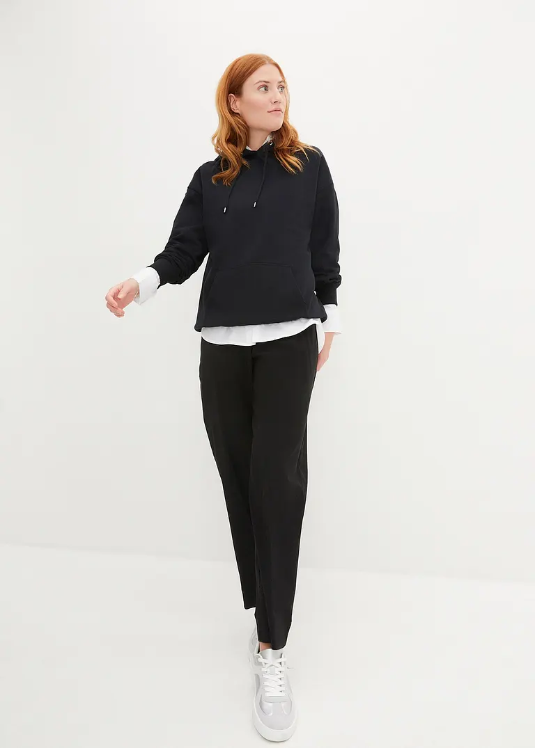 Bonprix Basic-Kapuzensweatshirt Im Oversized-Fit - Schwarz
