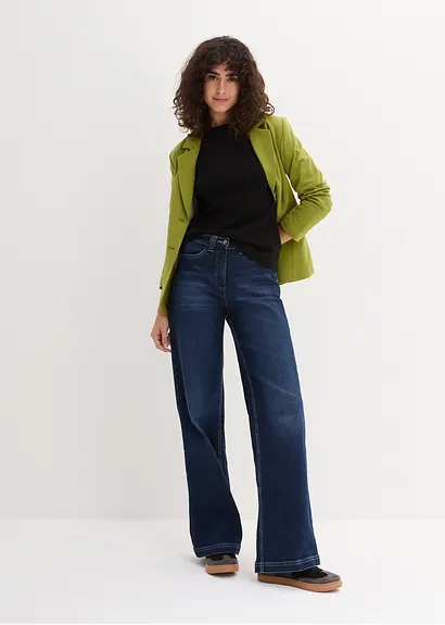 Bonprix Basic Langarmshirt Aus Baumwolle - Schwarz - Damen