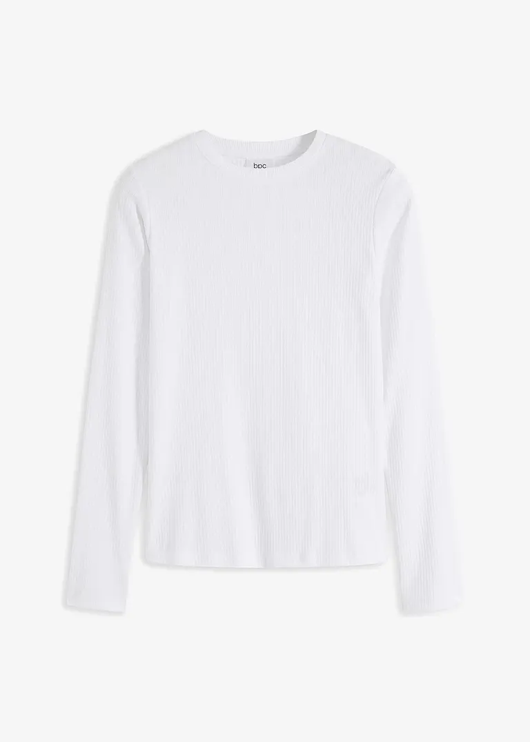 bonprix Basic Langarmshirt aus Baumwolle - weiß - Damen