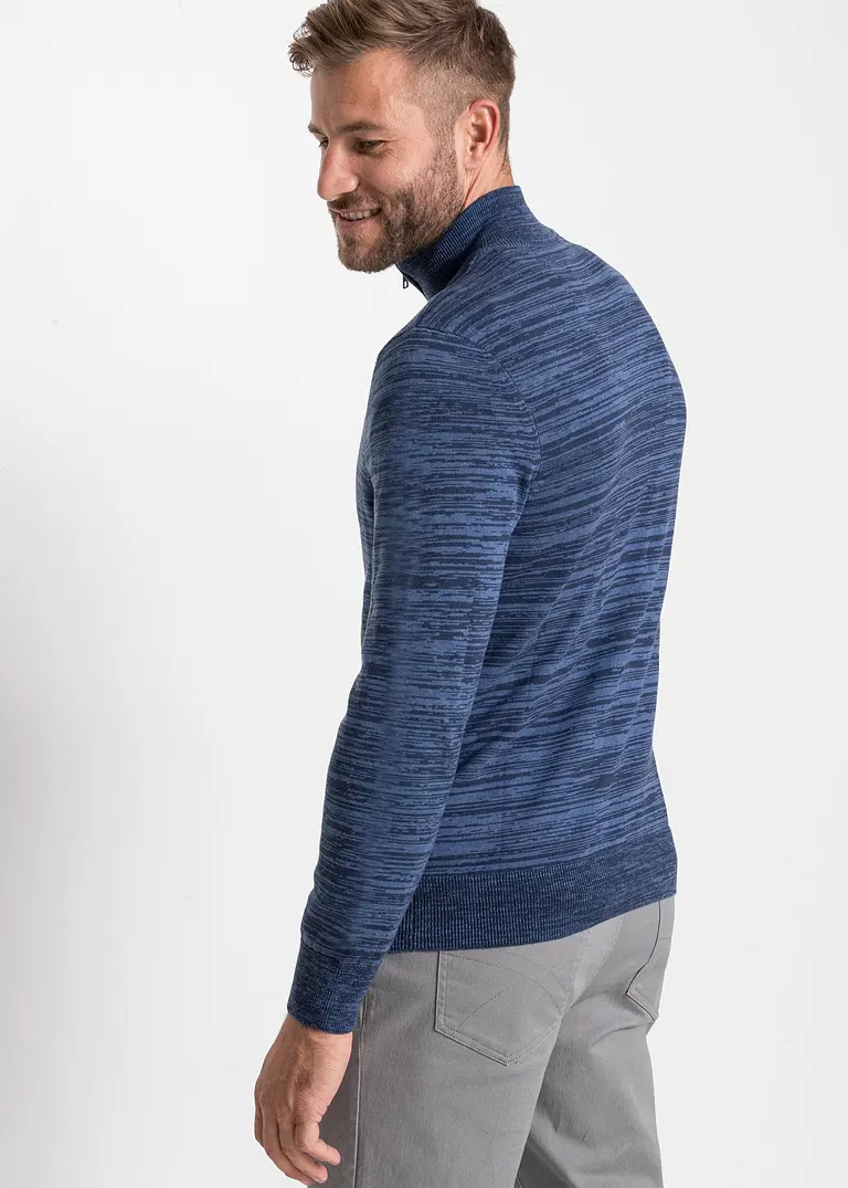 Bonprix Basic Pullover Mit Stehkragen Und Reißverschluss In Schöner Melange-Optik