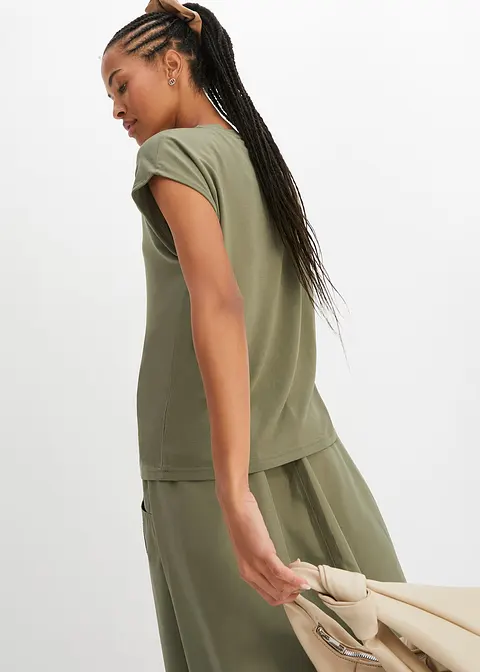Bonprix Basic-Shirt Mit Nachhaltiger Viskose - Grün - Damen