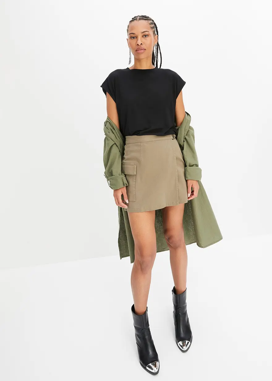 Bonprix Basic-Shirt Mit Nachhaltiger Viskose - Schwarz - Damen