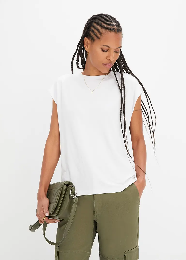 Bonprix Basic-Shirt Mit Nachhaltiger Viskose - Weiß - Damen