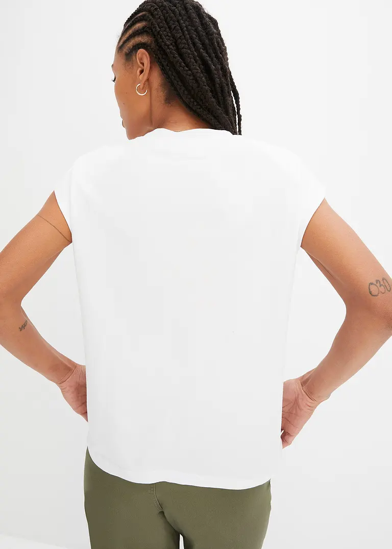 Bonprix Basic-Shirt Mit Nachhaltiger Viskose - Weiß - Damen
