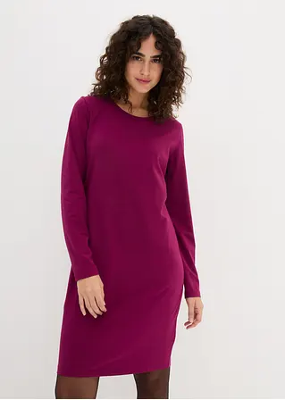 Bonprix Basic Stretch-Kleid Mit Rundhals-Ausschnitt Langarm Doppelpack