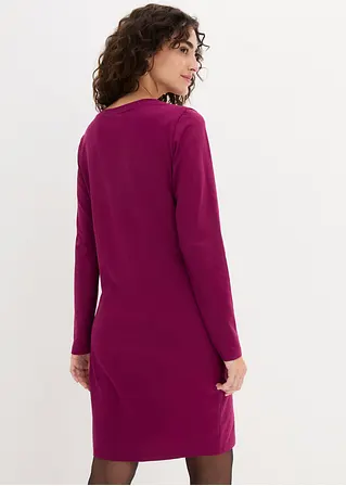 Bonprix Basic Stretch-Kleid Mit Rundhals-Ausschnitt Langarm Doppelpack
