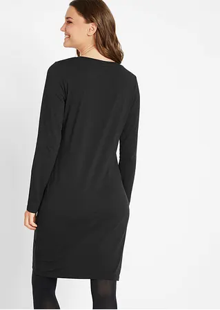 Bonprix Basic Stretch-Kleid Mit Rundhals-Ausschnitt Langarm Doppelpack