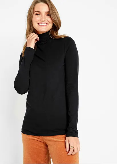 Bonprix Basic Stretch-Shirt Mit Rollkragen Im Doppelpack Langärmelig