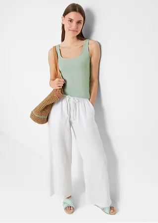 Bonprix Basic Top (2er Pack) Mit Carré-Ausschnitt - Hellmint + Schwarz