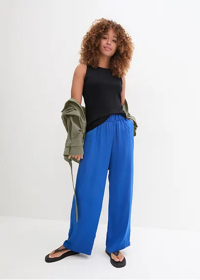 Bonprix Basic Top Aus Festen Material - Schwarz - Damen