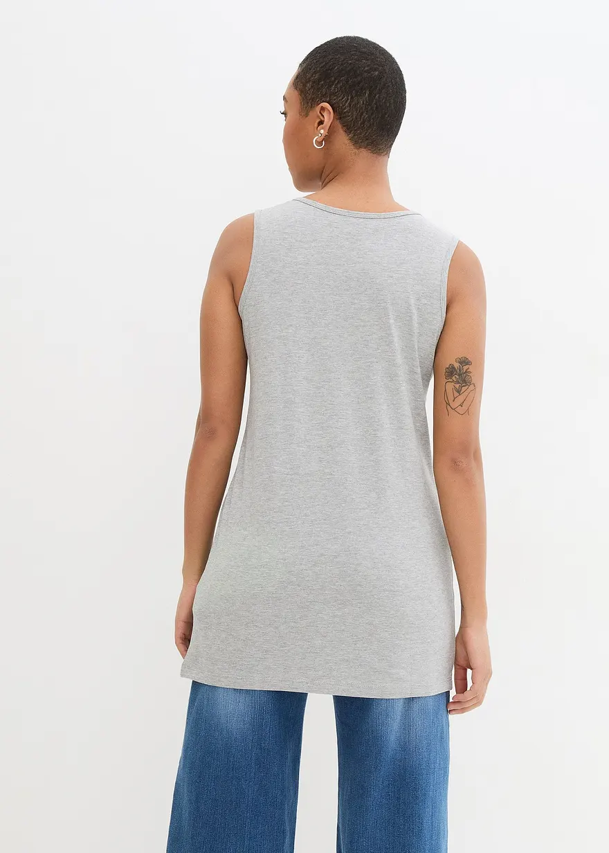 Bonprix Basic-Top Mit Rundhals-Ausschnitt Im Doppelpack Aus Baumwoll-Stretch-Qualität