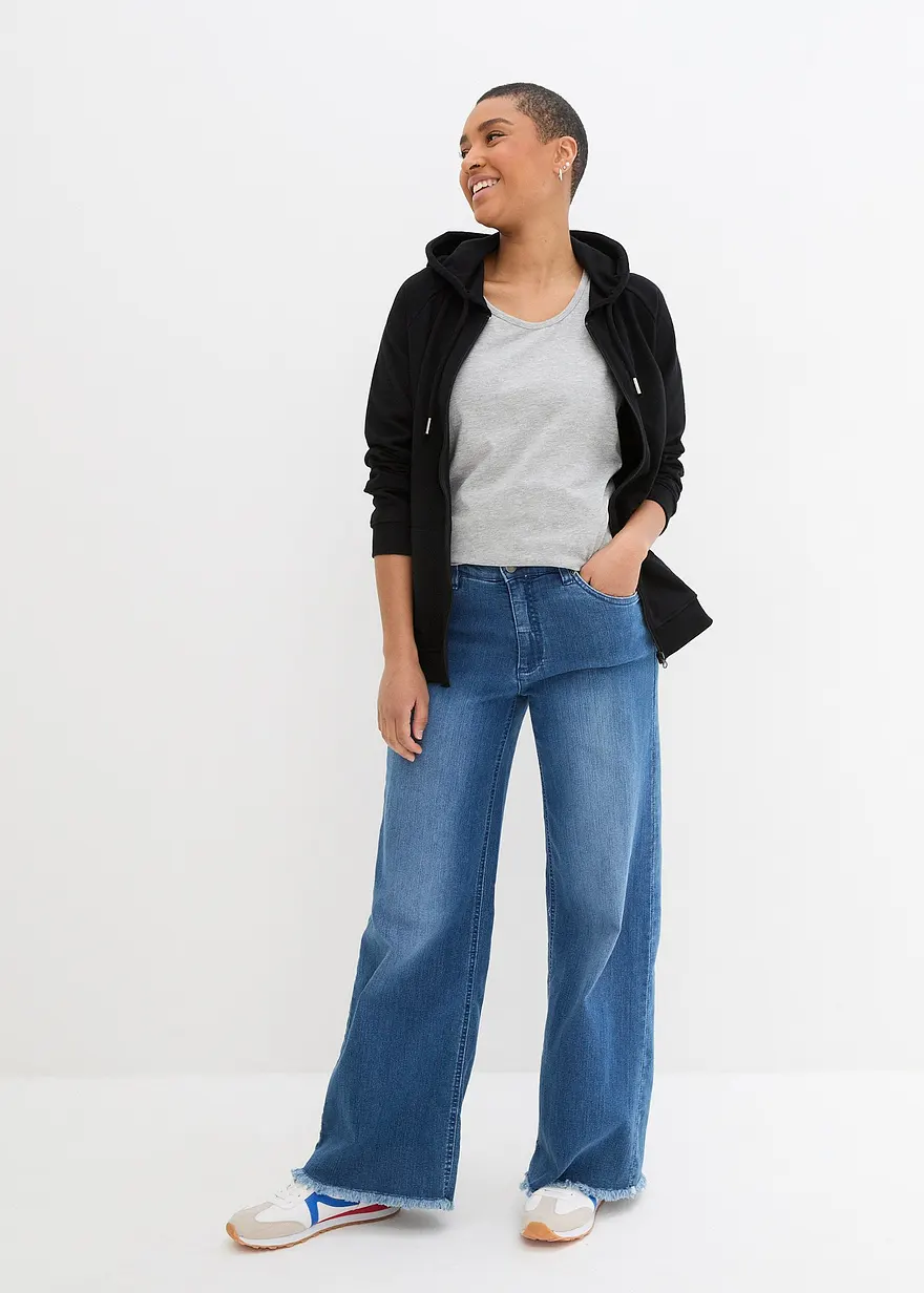 Bonprix Basic-Top Mit Rundhals-Ausschnitt Im Doppelpack Aus Baumwoll-Stretch-Qualität