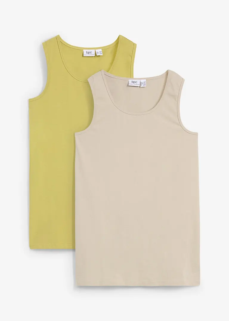 bonprix Basic-Top mit Rundhals-Ausschnitt im Doppelpack aus Baumwoll-Stretch-Qualität