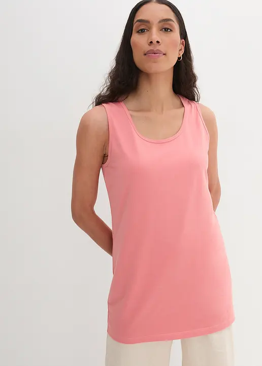 Bonprix Basic-Top Mit Rundhals-Ausschnitt Im Doppelpack Aus Baumwoll-Stretch-Qualität