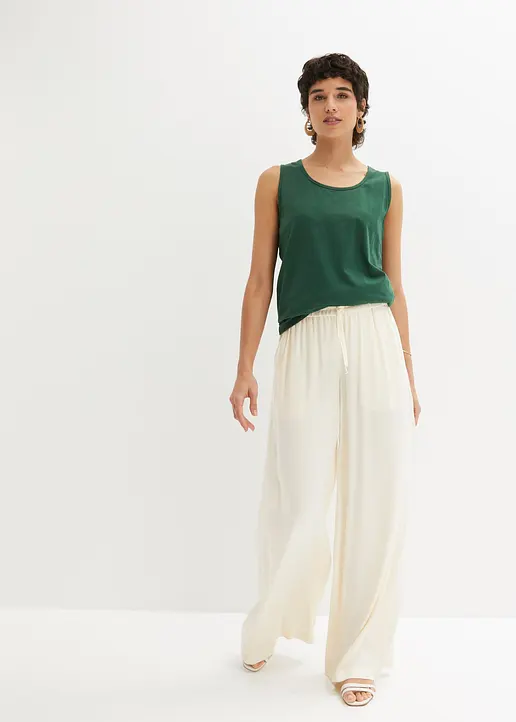 Bonprix Basic-Top Mit Rundhals-Ausschnitt Im Doppelpack Aus Baumwoll-Stretch-Qualität