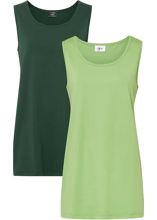 bonprix Basic-Top mit Rundhals-Ausschnitt im Doppelpack aus Baumwoll-Stretch-Qualität