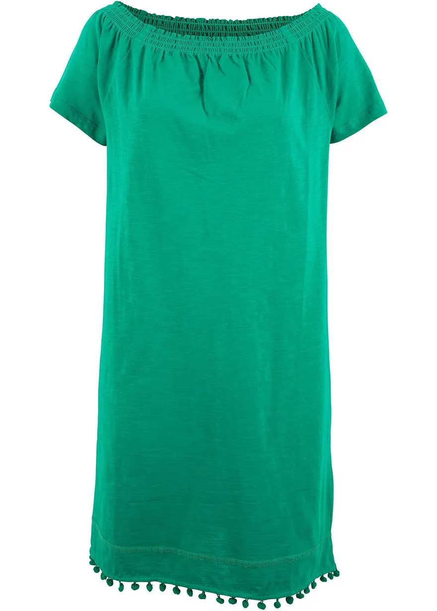 bonprix Baummwollkleid mit dezentem Carmenausschnitt und dekorativem Saum
