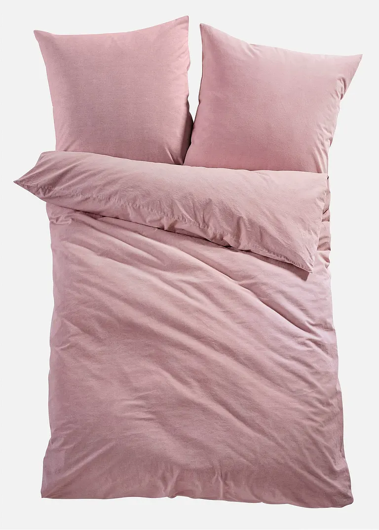 bonprix Baumwoll-Bettwäsche in moderner Leinen-Optik - altrosa Linon