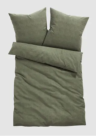 bonprix Baumwoll-Bettwäsche in moderner Leinen-Optik - olivgrün Linon