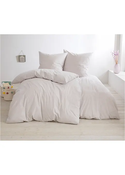 Bonprix Baumwoll-Bettwäsche In Moderner Leinen-Optik - Weiß Linon