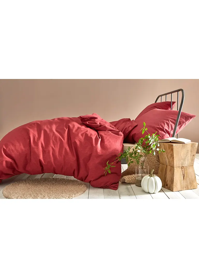 Bonprix Baumwoll-Bettwäsche In Moderner Leinen-Optik - Ziegelrot Linon