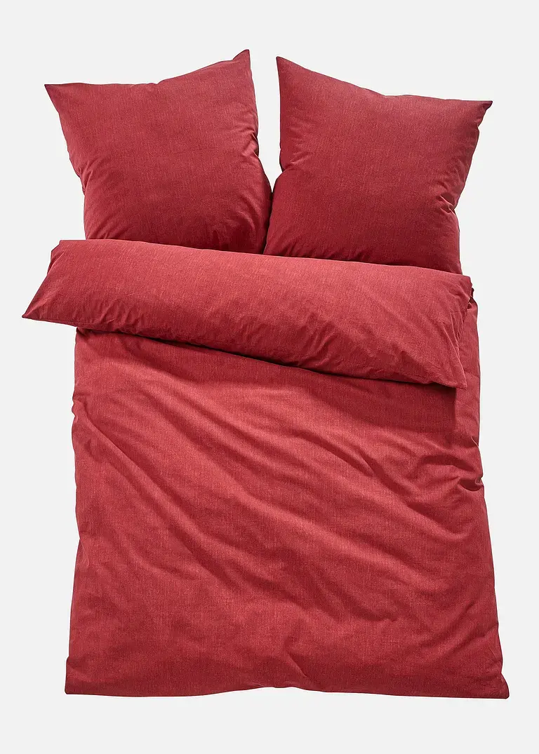 bonprix Baumwoll-Bettwäsche in moderner Leinen-Optik - ziegelrot Linon