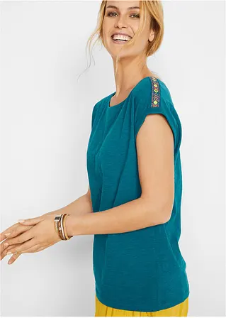 Bonprix Baumwoll-Boxy-Shirt Mit Dekorativen Tape Auf Den Schultern