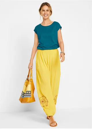 Bonprix Baumwoll-Boxy-Shirt Mit Dekorativen Tape Auf Den Schultern