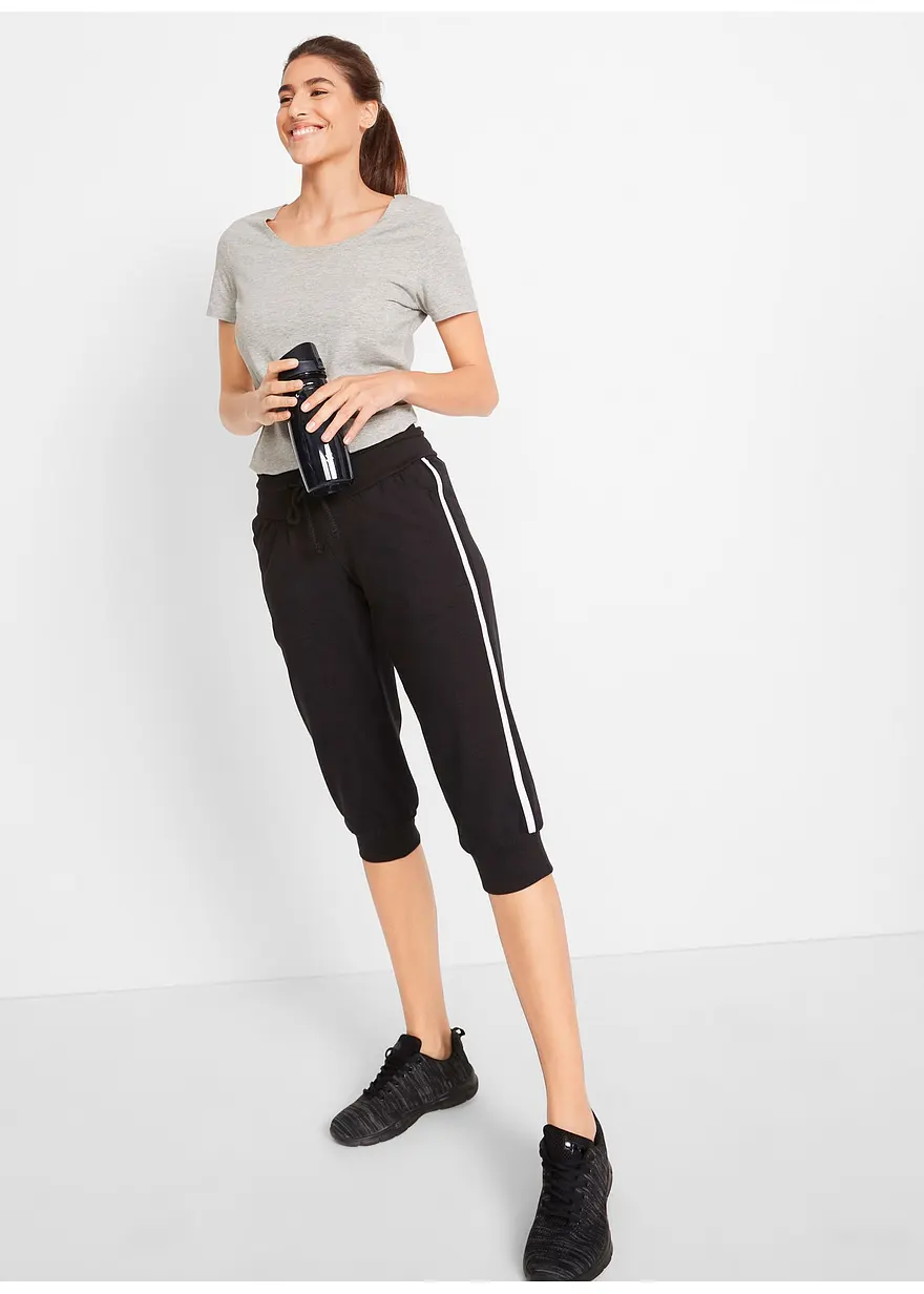 Bonprix Baumwoll-Hose In Caprilänge Aus Stretch-Material Mit Verschließbaren Taschen