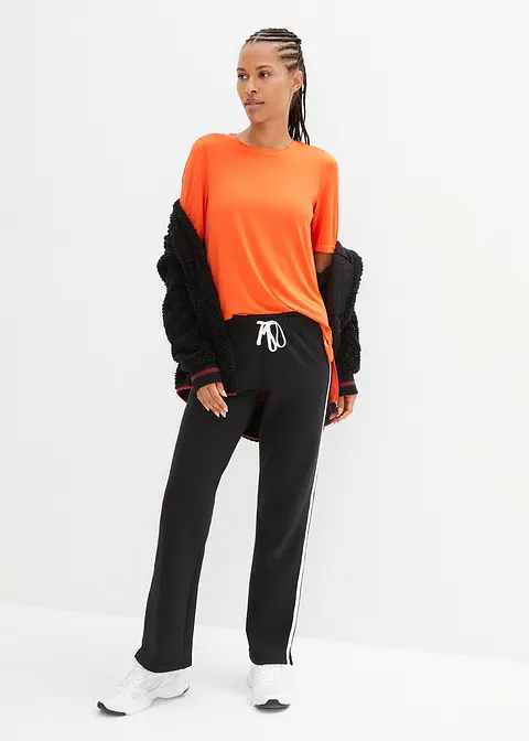 Bonprix Baumwoll-Jogginghose Mit Kordel Und Seitenstreifen Straight-Fit