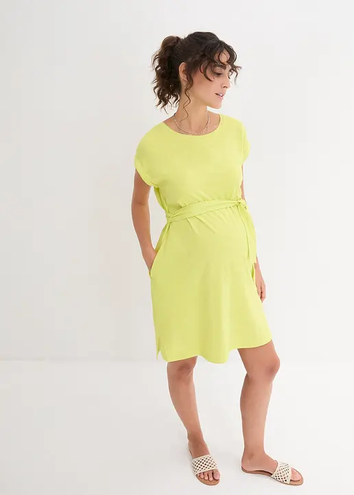 Bonprix Baumwoll-Kleid Mit Rundhals-Ausschnitt Und Fledermausärmeln