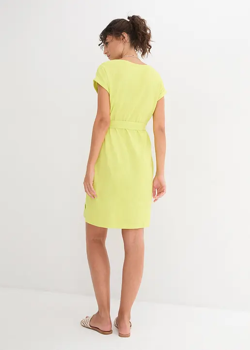 Bonprix Baumwoll-Kleid Mit Rundhals-Ausschnitt Und Fledermausärmeln