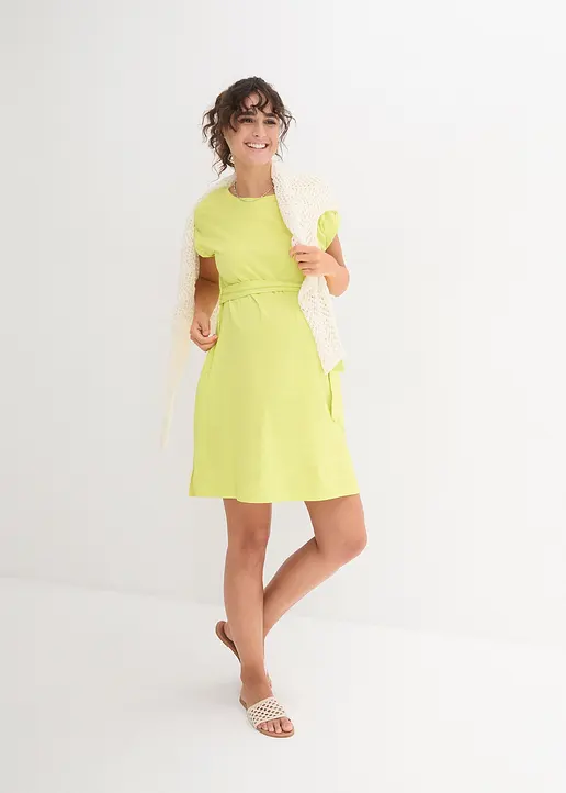 Bonprix Baumwoll-Kleid Mit Rundhals-Ausschnitt Und Fledermausärmeln