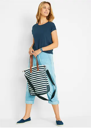 Bonprix Baumwoll-Shirt Mit Rundhals-Ausschnitt Und überschnittenen Schultern Loose Fit