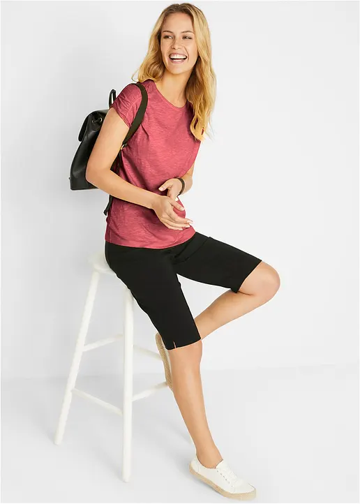 Bonprix Baumwoll-Shirt Mit Rundhals-Ausschnitt Und überschnittenen Schultern Loose Fit