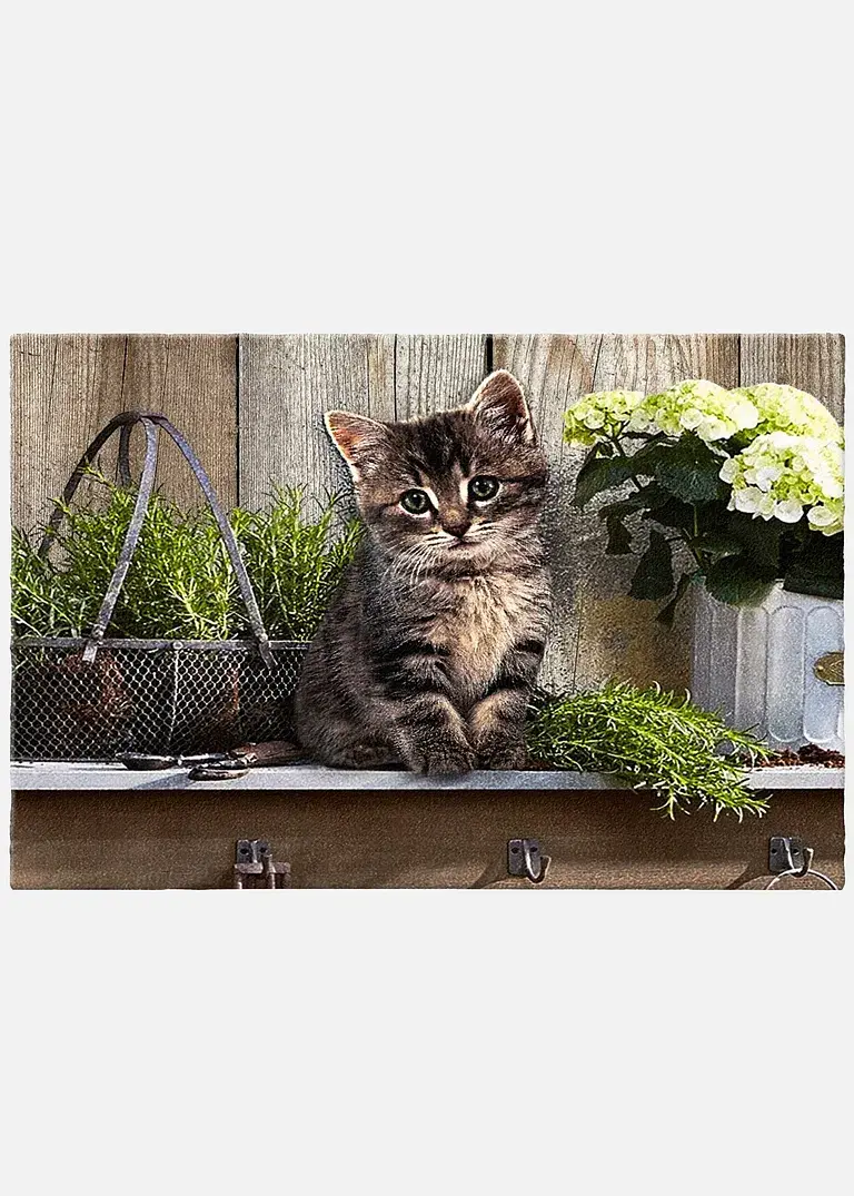 Bonprix Bedruckte Schmutzmatte Mit Tiermotiv Für Alle Katzenfans - Braun