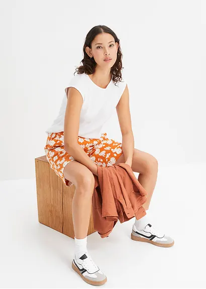 Bonprix Bedruckte Shorts In Leuchtenden Farben - Orange - Damen