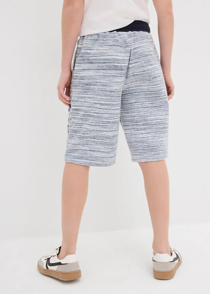 Bonprix Bedruckte Sweatbermuda Mit Kontrastdetails - Blau