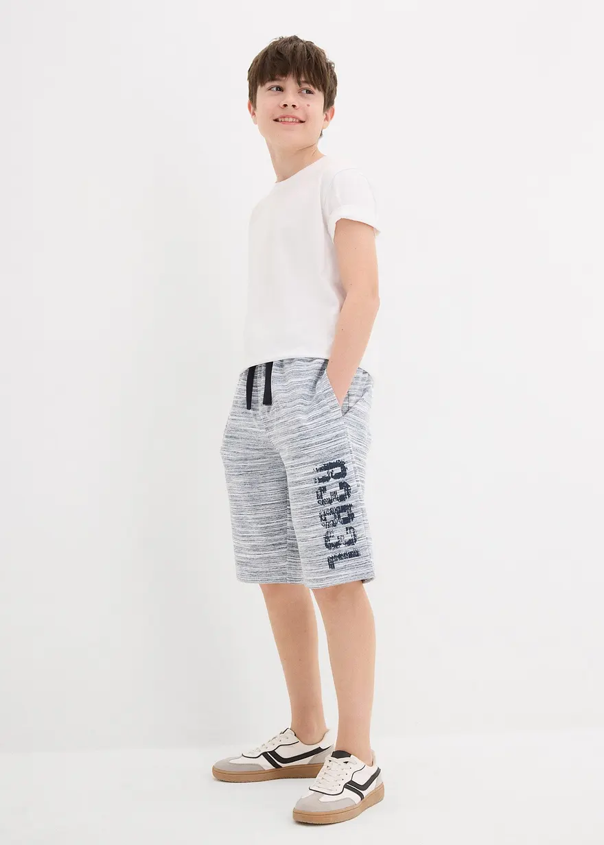 Bonprix Bedruckte Sweatbermuda Mit Kontrastdetails - Blau