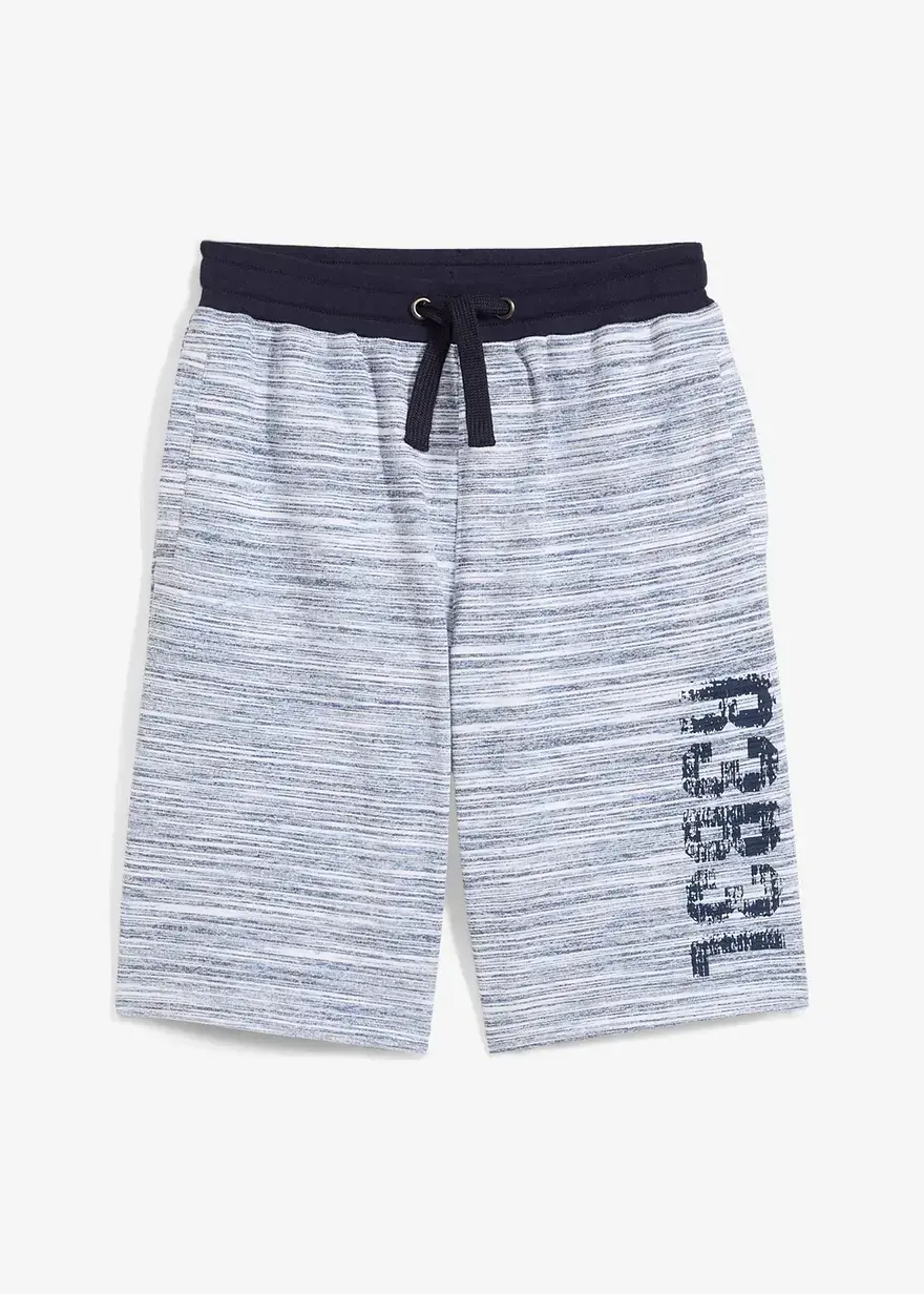 Bonprix Bedruckte Sweatbermuda Mit Kontrastdetails - Blau