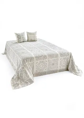 Bonprix Bedruckte Tagesdecke "Ornament" Mit Grafischen Motiven - Grau