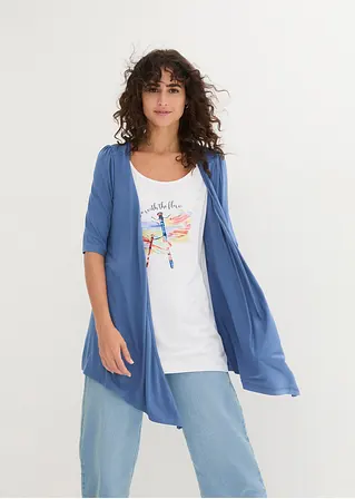 Bonprix Bedrucktes 2 In 1 Shirt Aus Fließender Viskose - Blau