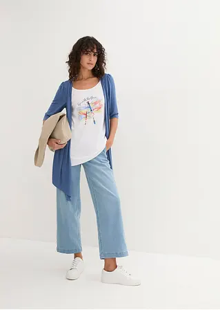 Bonprix Bedrucktes 2 In 1 Shirt Aus Fließender Viskose - Blau