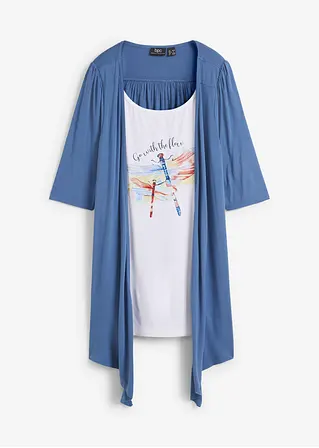 bonprix Bedrucktes 2 in 1 Shirt aus fließender Viskose - blau